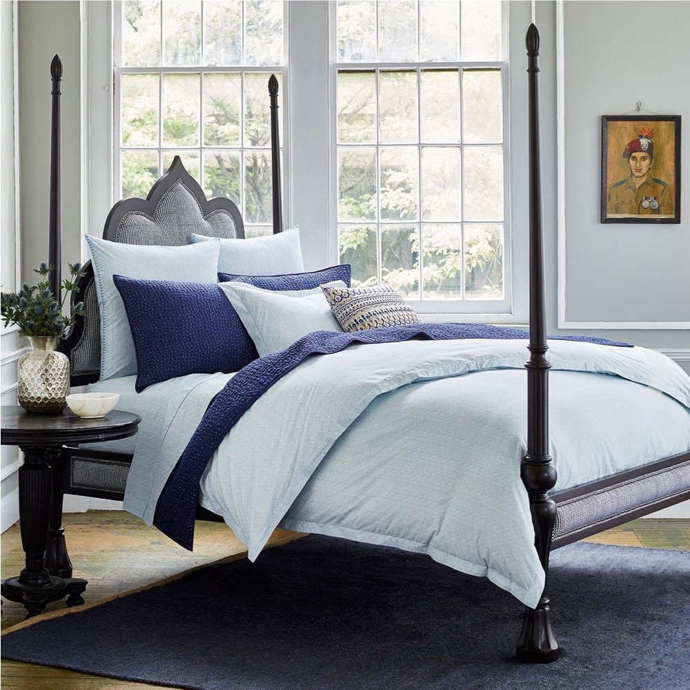 John Robshaw chevron light indigo duvet cover